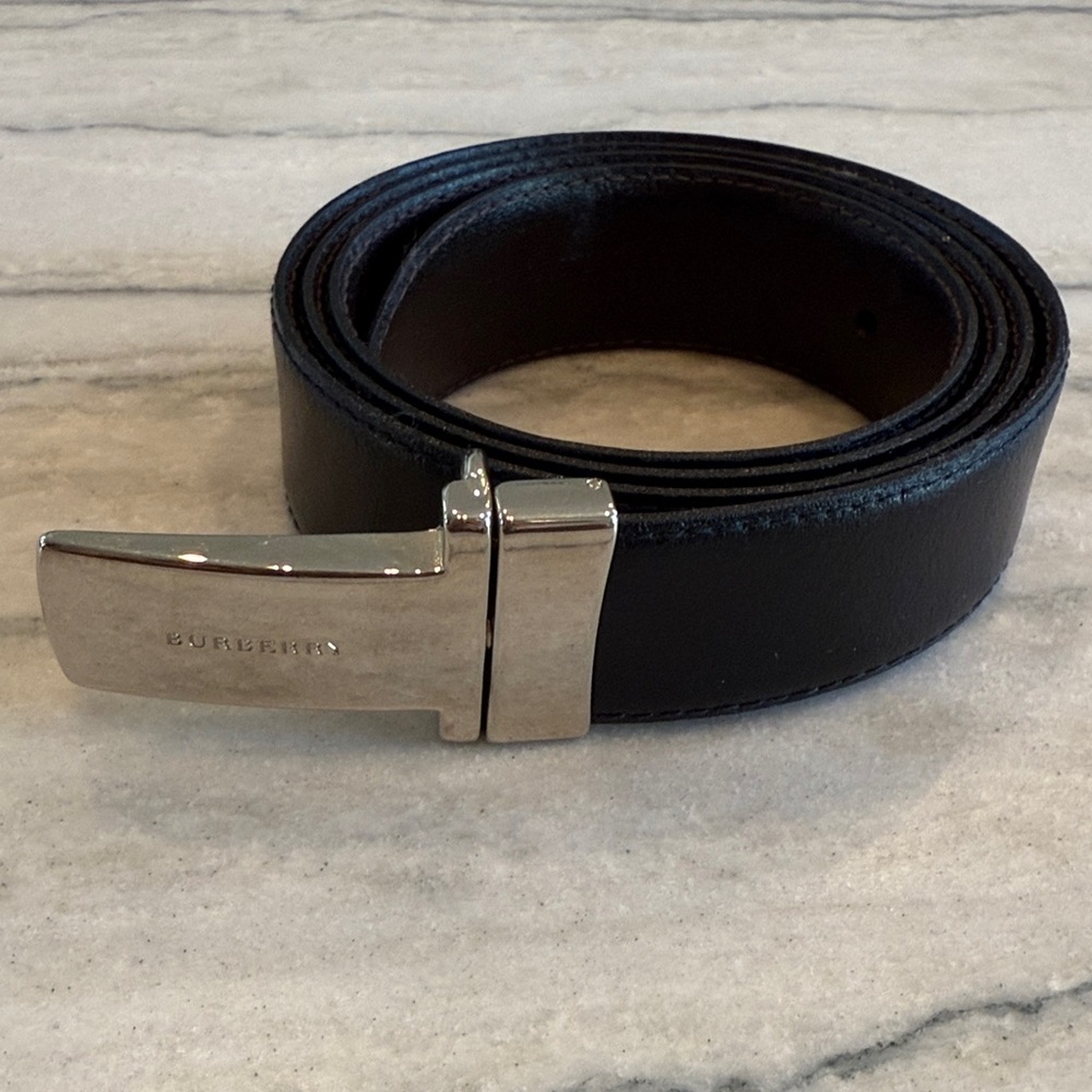 Burberry Black Belt with Silver Clasp Size 42